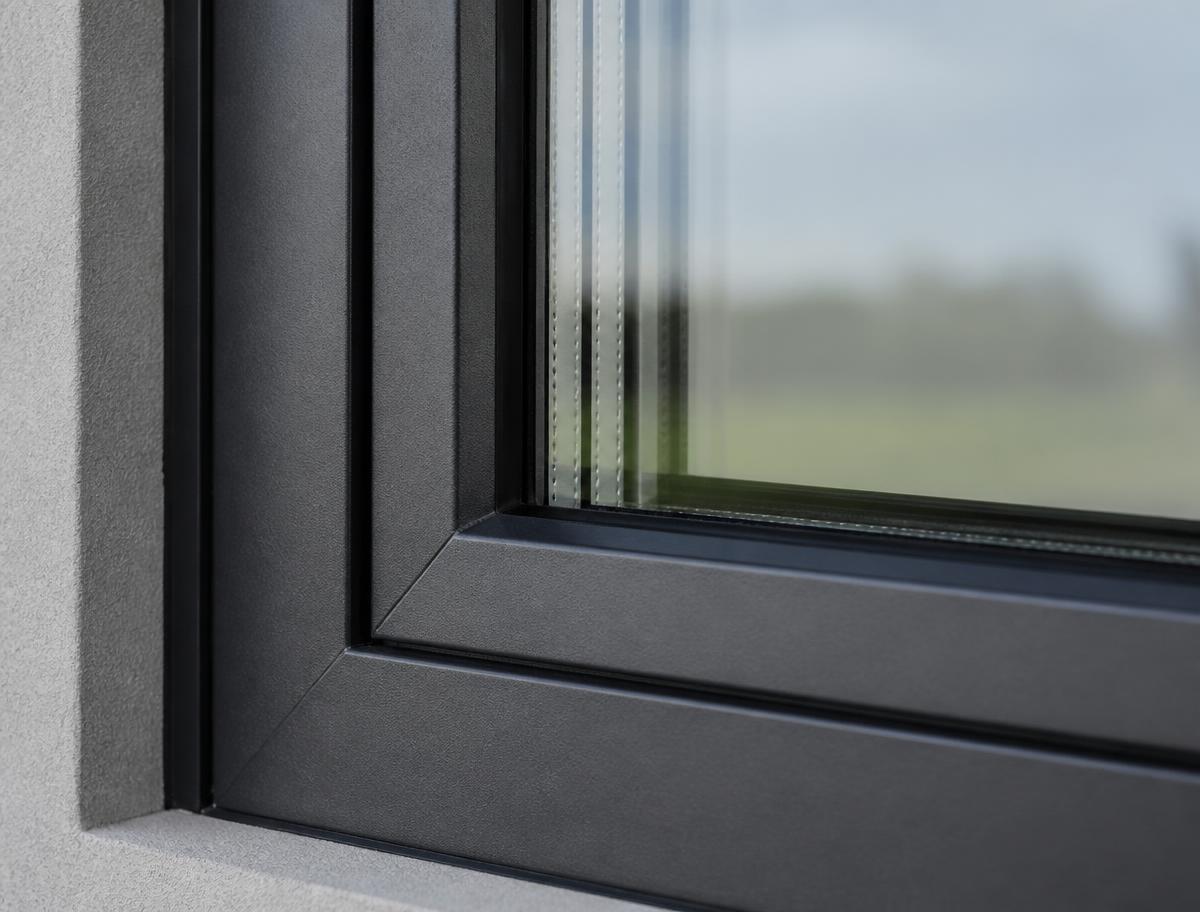 Detail van een kunststof kozijn met HR++ glas